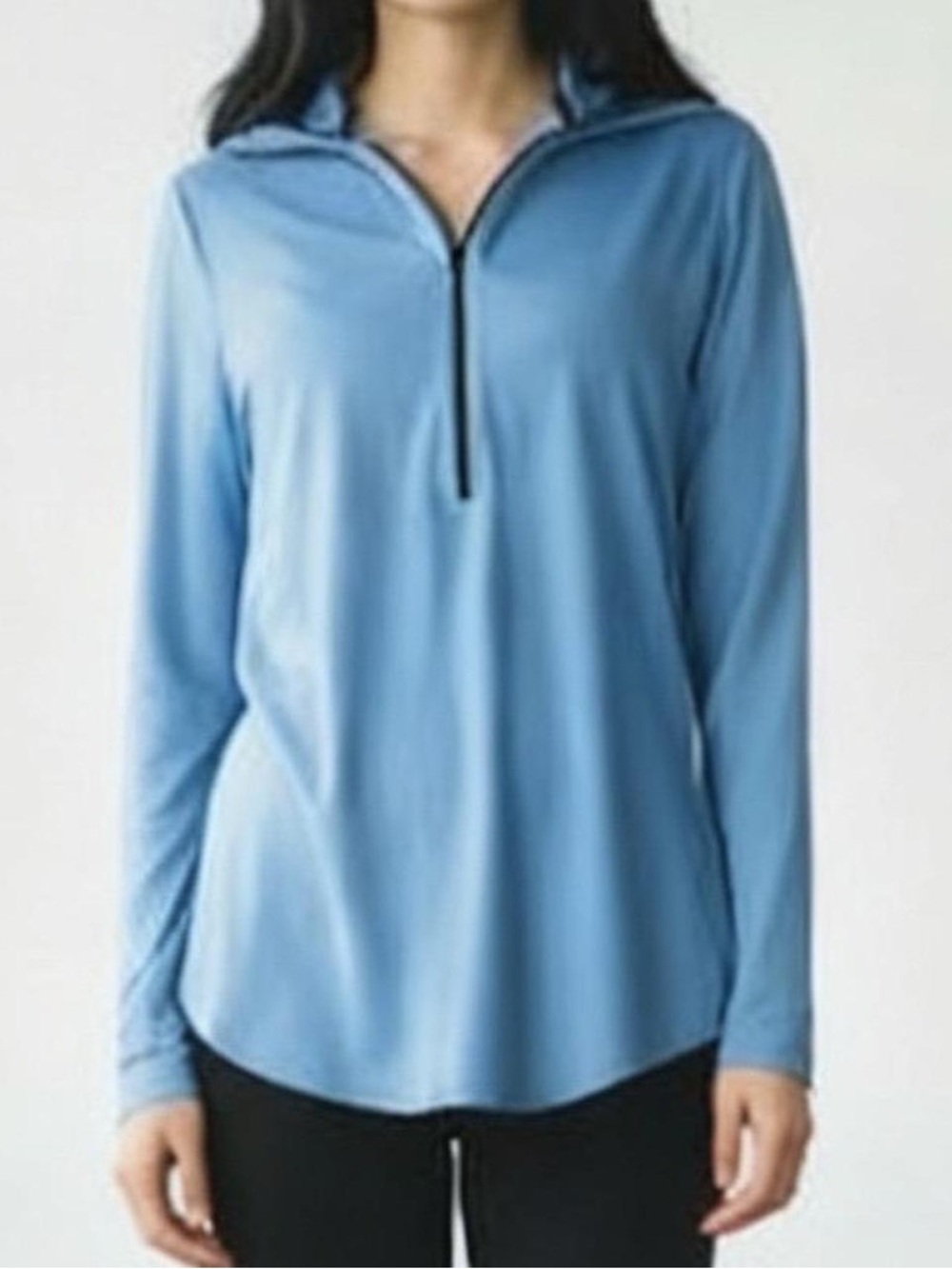 & other stories - Light Blue Half-Zip Hooded Active Top